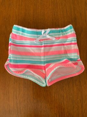 π3/$10 Koala Kids Pink and Teal Striped Shorts size 0-3m